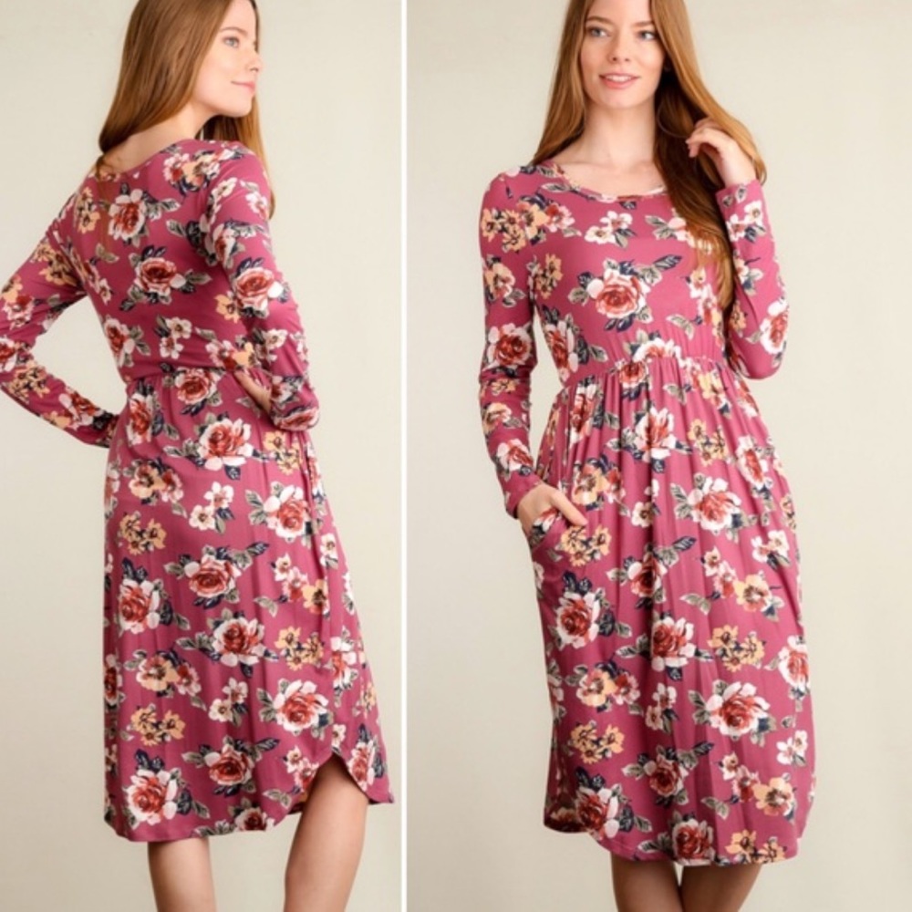 Viamor | Romantic Mauve Floral Dress